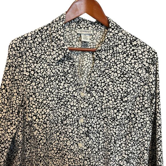 Catherines Women Tunic Top 14/16 Ditsy‎ Floral Button Up Cottage Office Travel - Picture 7 of 8